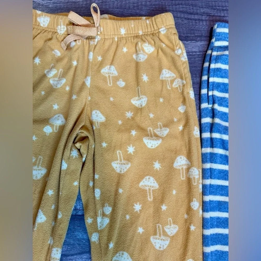 Old Navy Girls 2 Pack Fleece Pajama Jogger Pants Mushroom Stripe Yellow Blue M 8